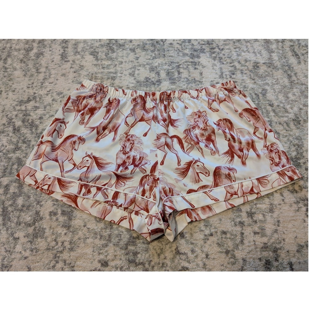 Joyspun Winter White Horse Pajama Sleep Shorts Equestrian Western Women's XL